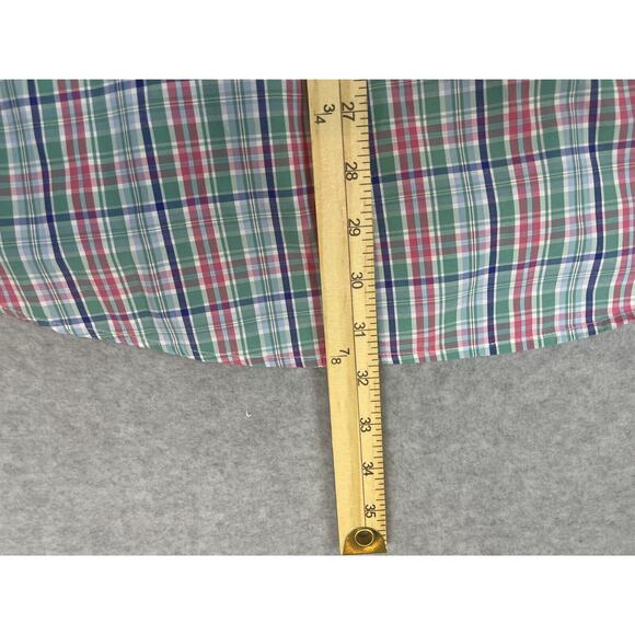 IZOD Dress Shirt Men's Size L Green Plaid Long Sleeve Cotton Blend Button Down‎ - Picture 6 of 7